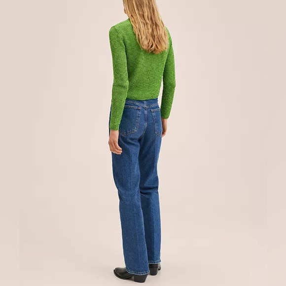 Mango Green Crew Neck Ribbed Sweater - Picture 3 of 9